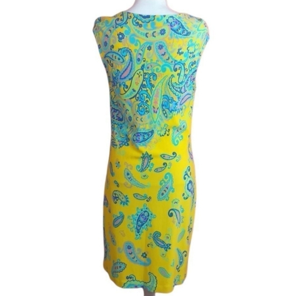 Isaac Mizrahi Live Yellow Paisley Sleeveless Dress Size Large - Picture 3 of 9